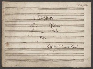 Quintets, vl (2), vla (2), b, BenP 274, D-Dur - Musiksammlung der Grafen zu Toerring-Jettenbach 32 : [b:] Quintetto IV a Due Violini. Due Viole con Baßo. Del Sig|r|e Ignace Pleyel.