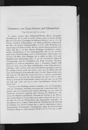 Ortsnamen vom Typus Farmsen und Othmarschen