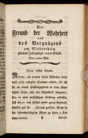 zweiten Jahrgangs 20tes Stück. Den 22ten Mai.