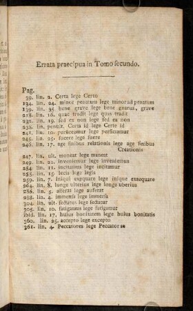 Errata praecipua in Tomo secundo.