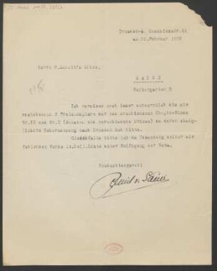 Brief an B. Schott's Söhne : 22.02.1920