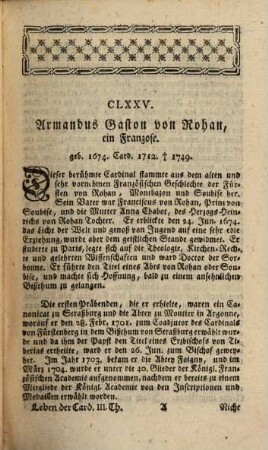 Merkwürdige Lebensgeschichte aller Cardinäle der Röm. Cathol. Kirche, die in diesem jetztlaufenden Seculo das Zeitliche verlassen haben, 3. Welche das Leben von 87. Cardinälen enthält