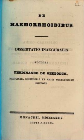 De haemorrhoidibus : Diss. inaug.