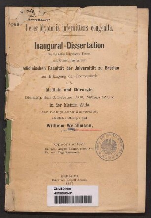 Ueber Myotonia intermittens congenita