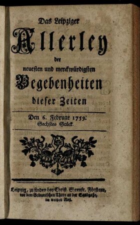 Den 6. Februar 1759. Sechstes Stück.