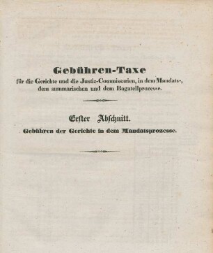 Gebühren-Taxe. Erster Abschnitt - Vierter Abschnitt.