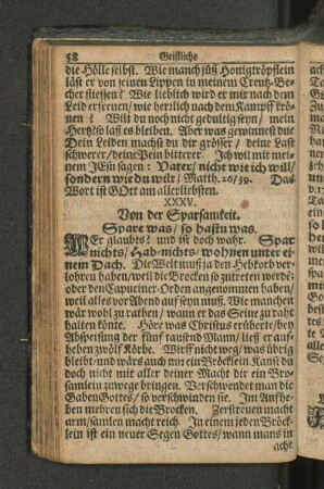 XXXV. Von der Sparsamkeit. Spare was/ so hastu was.