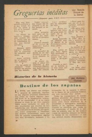 Destino de los zapatos : Historias de la historia