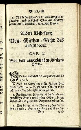 Andere Abtheilung. Vom Kirchen-Recht des andern Seculi.