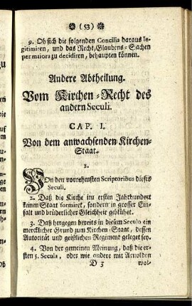 Andere Abtheilung. Vom Kirchen-Recht des andern Seculi.