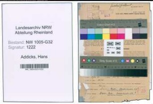 Entnazifizierung Hans Addicks , geb. 15.08.1898 (Gewerberat)