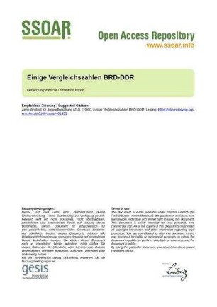 Einige Vergleichszahlen BRD-DDR
