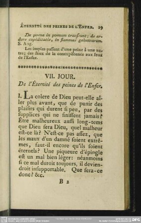 VII. Jour. De l'Éternité des peines de l'Enfer