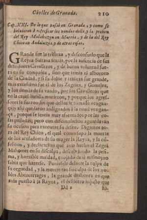 Cap. XXI. [i.e. XVI.] De lo que passò en Granada ...
