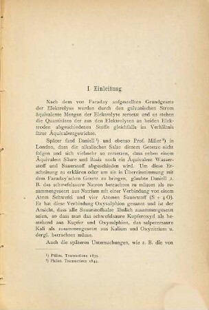 Untersuchungen des elektrolytischen Verhaltens von Salzlösung an der Kathode