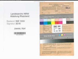 Entnazifizierung Karl Joeres , geb. 03.11.1907 (Polizeibeamter)