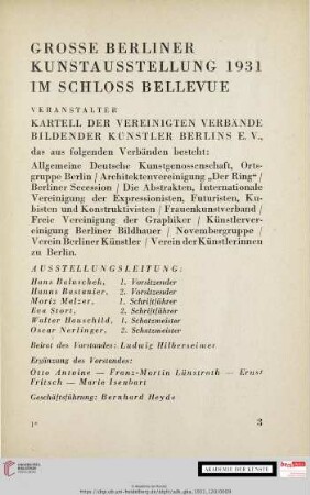 Grosse Berliner Kunstausstellung 1931 im Schloss Bellevue