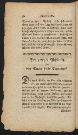 Der zweyte Abschnitt. Von dem Seegen dieses Sacraments