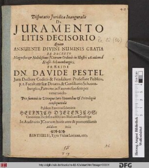 Disputatio Iuridica Inauguralis De Iuramento Litis Decisorio