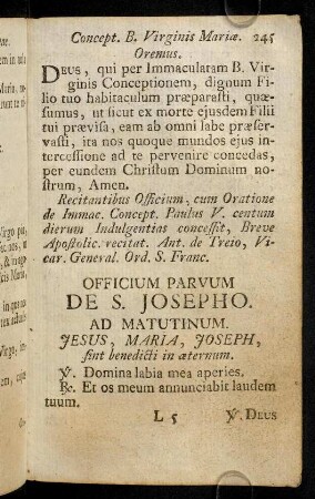 245-251, Officium Parvum De S. Josepho.