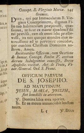 245-251, Officium Parvum De S. Josepho.