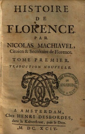 Histoire de Florence : 8 libr. ; Traduct. nouvelle. 1