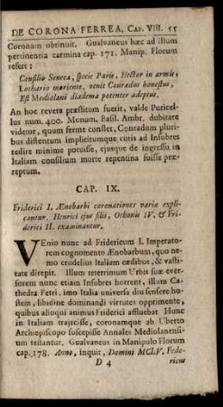Cap. IX. Friderici I. Aenobarbi coronationes variae explicantur ...