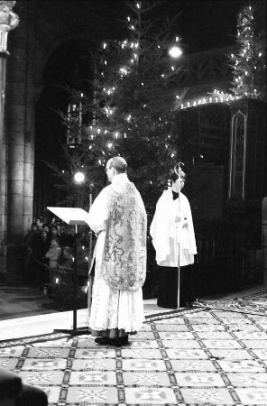 Freiburg: Münster, Predigt vor Weihnachtsbaum, Eucharistiefeier