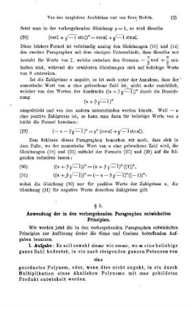 § 5. Anwendung der in den vorhergehenden Paragraphen entwickelten Principien.