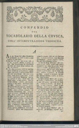 Compendio Del Vocabolario Della Crusca, Coll'Interpretazione Tedescha