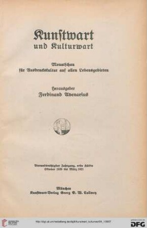 34,1: Kunstwart und Kulturwart