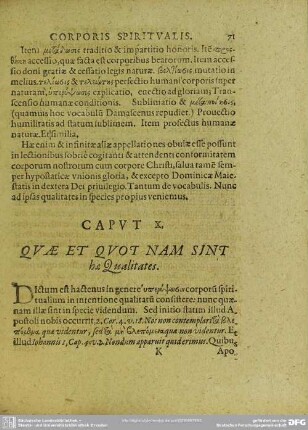 Caput X. Quae et Quot Nam Sint hae Qualitates