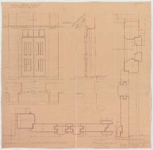 Fischer, Theodor; Planegg bei München (Bayern); Ev. Waldkirche - Eingangstüren (Grundriss, Ansicht, Schnitt,Details)