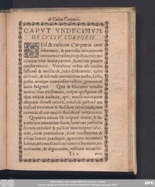 Caput Undecimum. De Cultu Corporis.