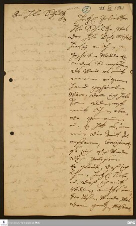 Brief von August Hermann Francke an Benjamin Schultze.