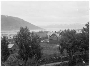 Tromsø (Norwegen). Stadtteilansicht. Blick über die Bucht mit Hochseepassagierdampfer "Victoria Luise"