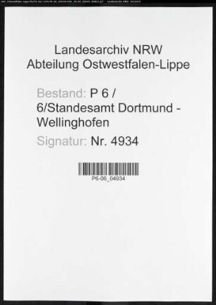 Sterberegister Standesamt Dortmund-Wellinghofen (XXI)