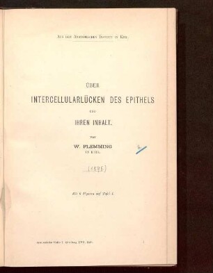 Über Intercellularlücken des Epithels und ihren Inhalt