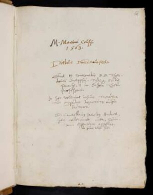 IXr, Deckblatt zu Faszikel I: M. Martini Crusij. 1563. Diebus Dominicis aut Festis...