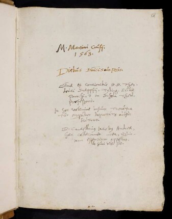IXr, Deckblatt zu Faszikel I: M. Martini Crusij. 1563. Diebus Dominicis aut Festis...