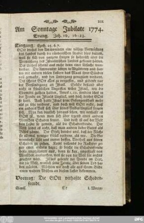 Am Sonntage Jubilate 1774. Evang. Joh. 16, 16 - 23.