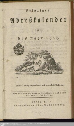 4.1818: Leipziger Adreßkalender : auf d. Jahr ...