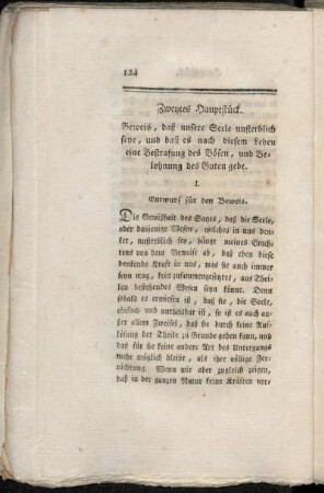 Zweytes Hauptstück. Beweis, daß unsere Seele unsterblich seye, [...]