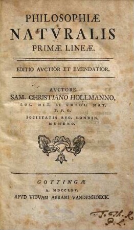 Philosophiae naturalis primae lineae