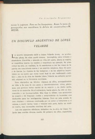 Un discípulo argentina de López Velarde