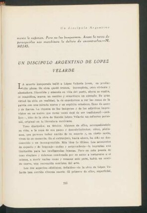 Un discípulo argentina de López Velarde
