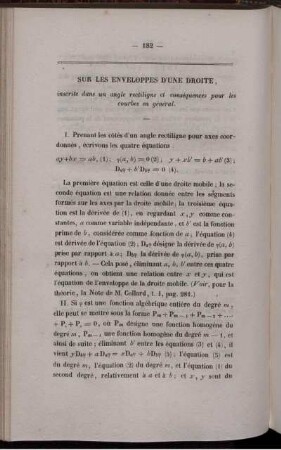 Sur les enveloppes d´une droite.