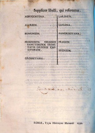 Die Lunae 23. Novembris 1750. in Palatio Apostolico Quirinali erit Sacra Congregatio Indulgentiis, Sacrisque Reliquiis praeposita, in qua praeter nonnulos Libellos a Sanctitate Sua remissos proponentur infrascripta dubia