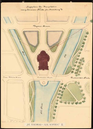Evangelische Garnisonkirche, Straßburg Wettbewerb: Lageplan (Variante)