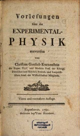Vorlesungen über die Experimental-Physik